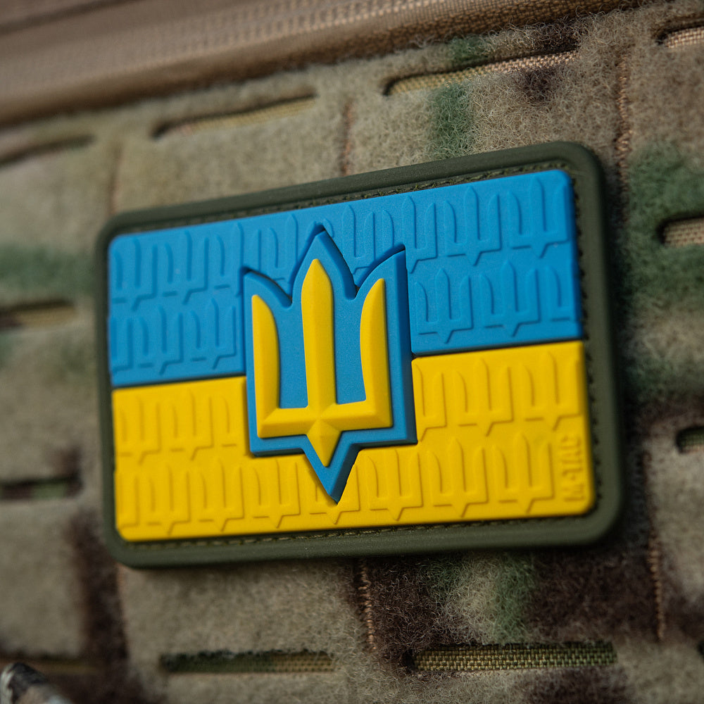 Patch Drapel Ucraina cu Trident ZSU M-Tac - Full Color PVC