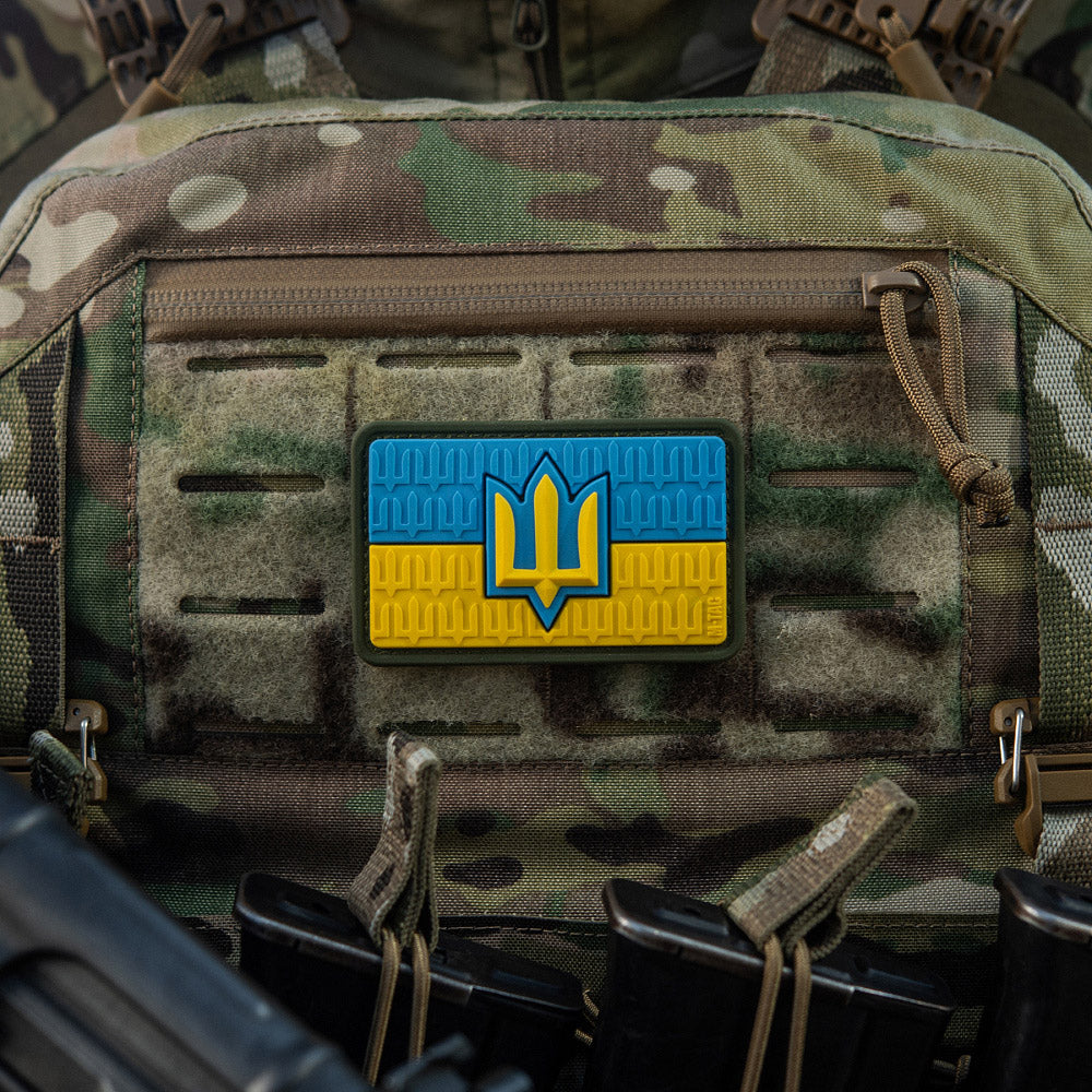 Patch Drapel Ucraina cu Trident ZSU M-Tac - Full Color PVC