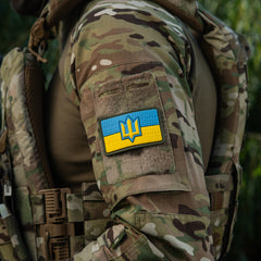 Patch Drapel Ucraina cu Trident ZSU M-Tac - Full Color PVC
