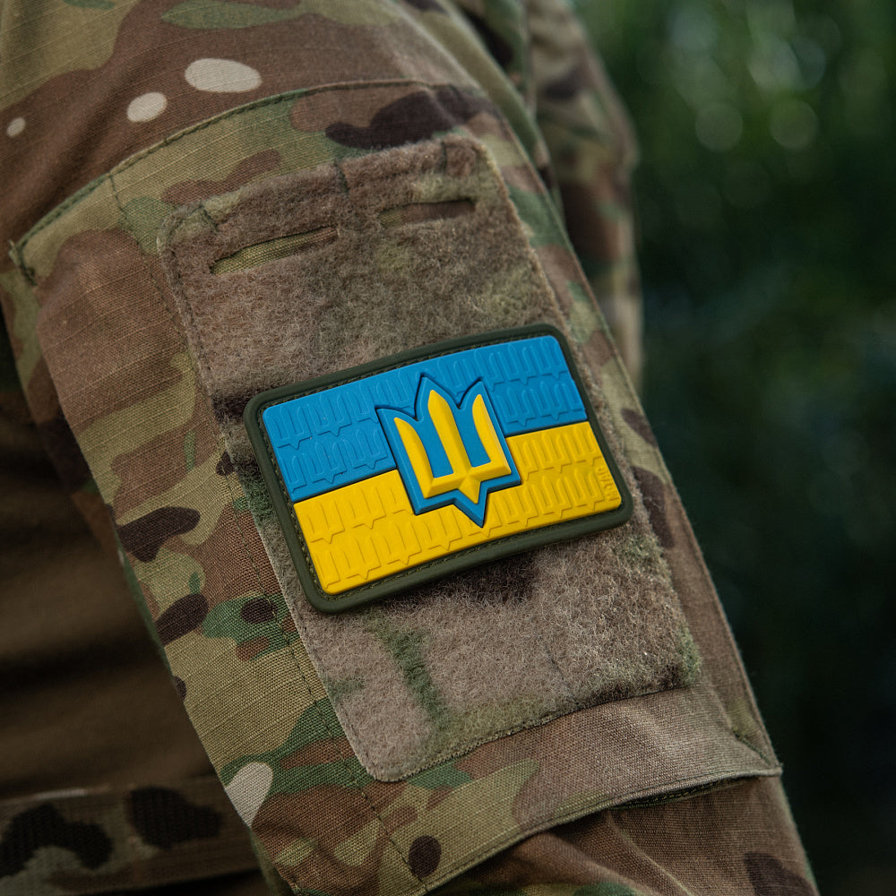 Patch Drapel Ucraina cu Trident ZSU M-Tac - Full Color PVC