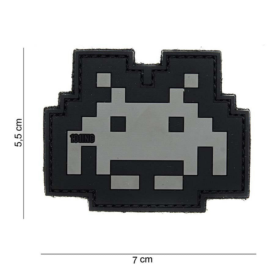 Patch Embleem 3D PVC Space Invader Gri/Negru - Afirmă-ți Atitudinea