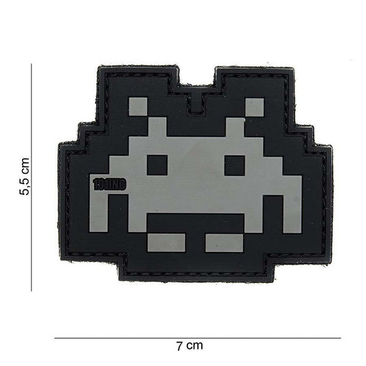 Patch Embleem 3D PVC Space Invader Gri/Negru - Afirmă-ți Atitudinea