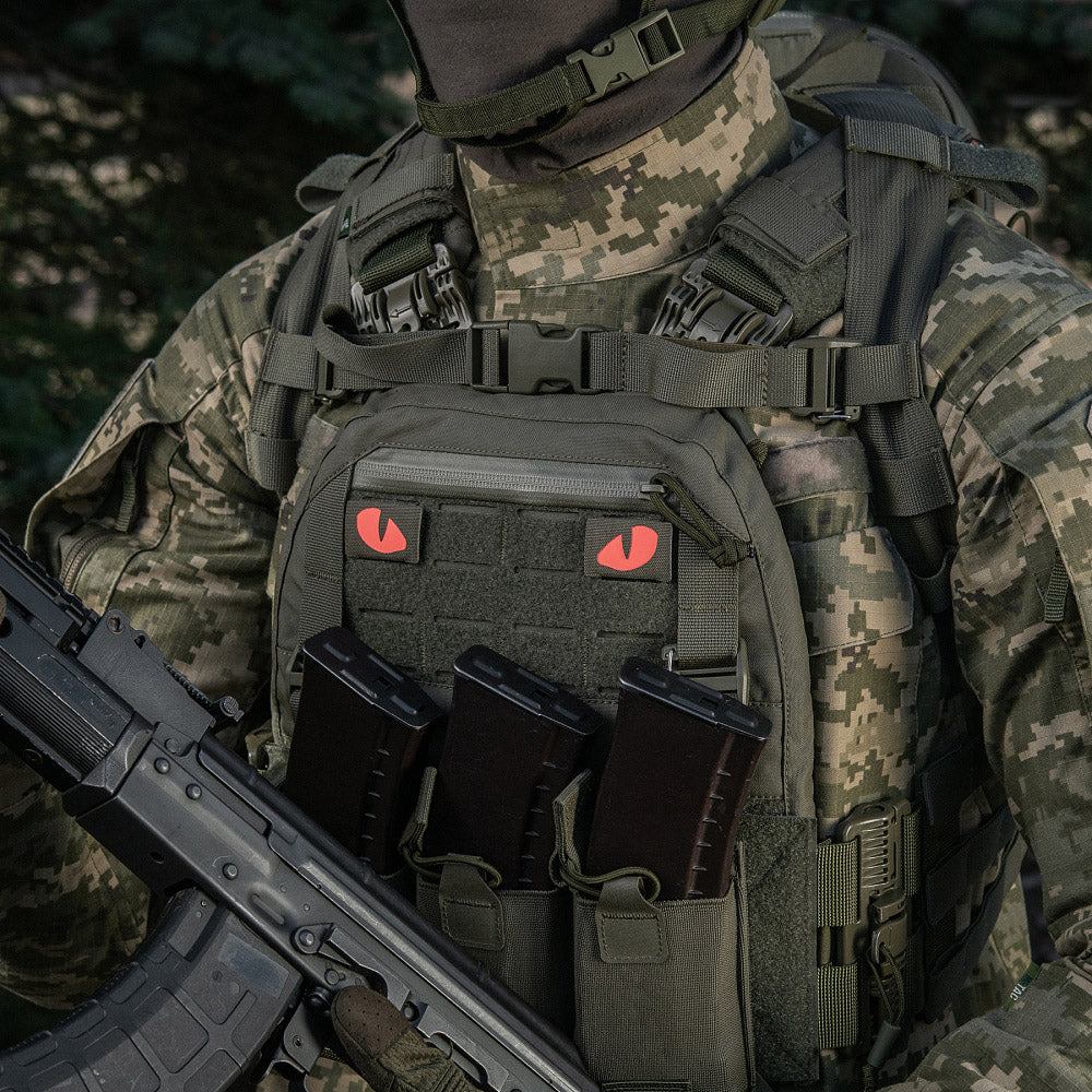 Patch Laser Cut Tiger Eyes M-Tac - Ranger Green/Roșu, Fosforescent