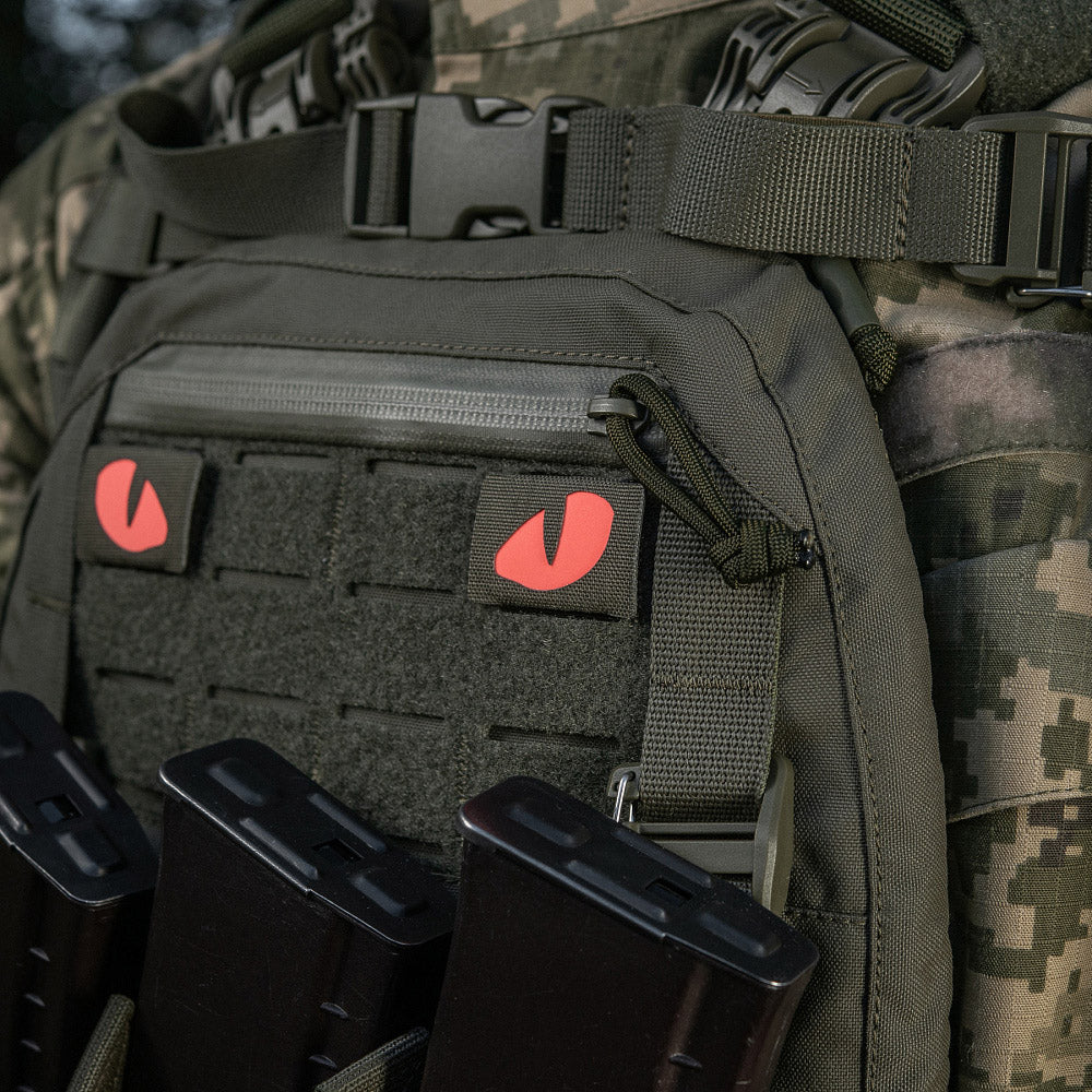 Patch Laser Cut Tiger Eyes M-Tac - Ranger Green/Roșu, Fosforescent