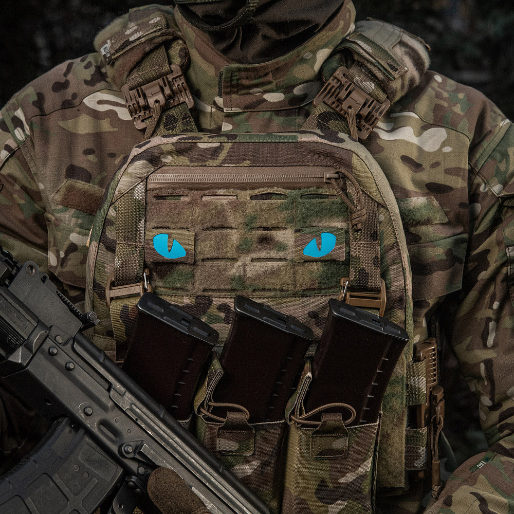 Patch Ochi de Tigru M-Tac - Multicam/Albastru, Decupaj Laser, Fosforescent