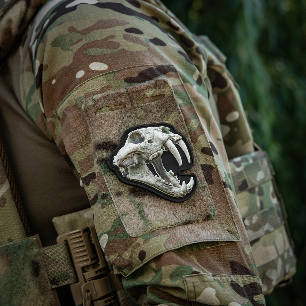 Patch Old Tiger M-Tac - Alb, Veteran, Experiență și Curaj
