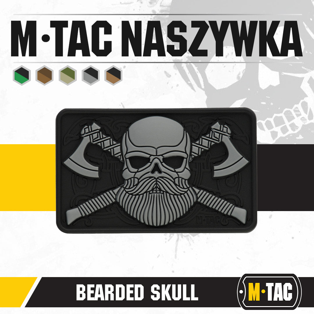 Patch PVC 3D Bearded Skull M-Tac - Negru/Gri, Velcro