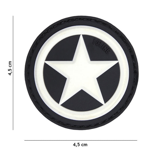 Patch PVC USA Star 3D Alb - Rezistență și Identitate Tactică
