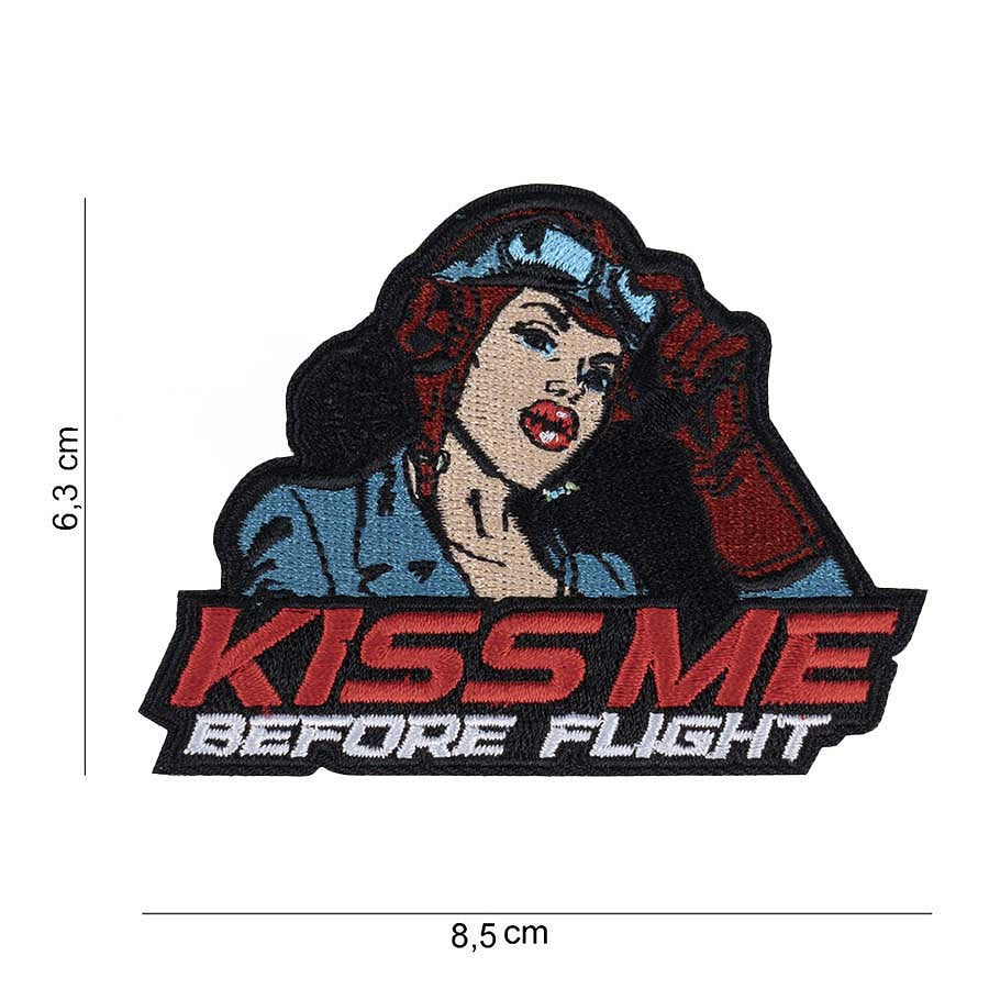 Patch Textil Kiss Me Before Flight Velcro - Accent Tactic Pline de Atitudine