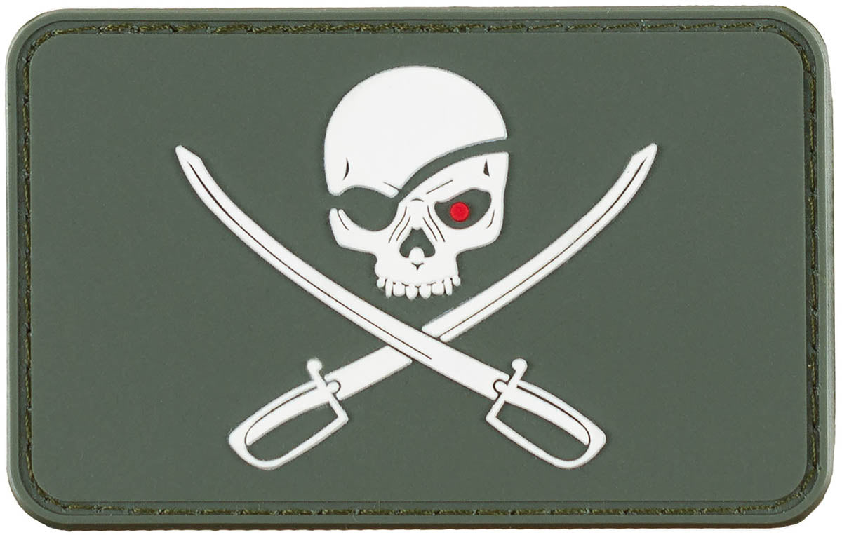 Patch-uri Velcro 3D Skull with Swords Oliv MFH - Cauciuc, 8x5 cm