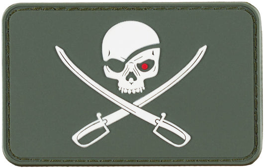 Patch-uri Velcro 3D Skull with Swords Oliv MFH - Cauciuc, 8x5 cm