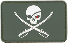 Patch-uri Velcro 3D Skull with Swords Oliv MFH - Cauciuc, 8x5 cm