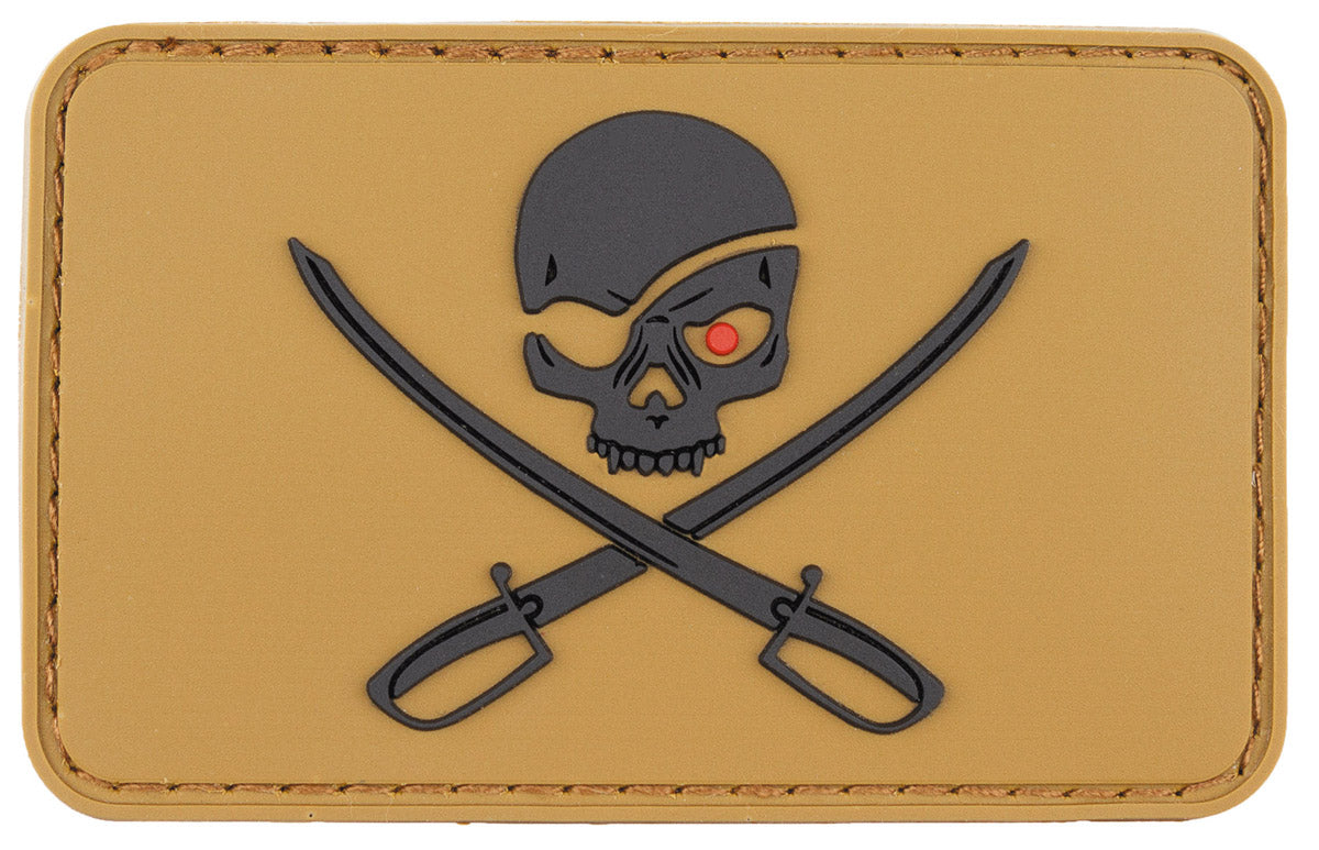 Patch Velcro 3D "Skull with Swords" Bej Coyote MFH - Cauciuc, 8x5 cm