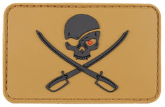 Patch Velcro 3D "Skull with Swords" Bej Coyote MFH - Cauciuc, 8x5 cm