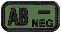 Patch Velcro 'AB NEG' 3D Negru-Măsliniu MFH - Cauciuc, 5x2.5cm
