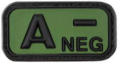 Patch Velcro Ecuson Grupa Sanguină A NEG 3D Negru-oliv MFH - Cauciuc, 5x2.5cm