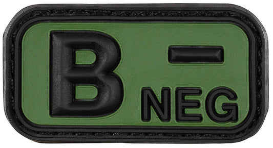 Patch Velcro Grupa Sanguină "B NEG" 3D Negru-Oliv MFH - 5x2.5cm, Cauciuc
