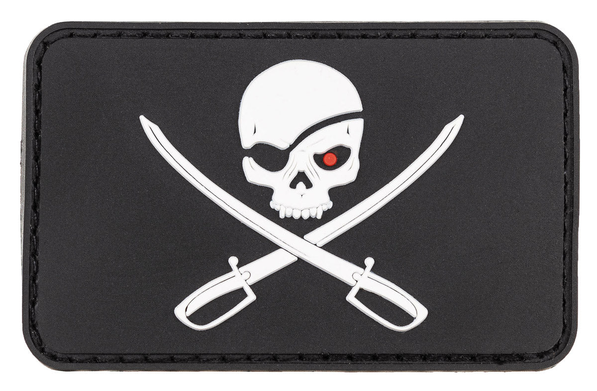 Patch Velcro "Skull with Swords" Negru MFH - 8x5 cm, Cauciuc