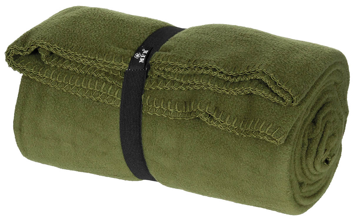 Pătură Fleece Verde Olive MFH - 300g/m², sac transport