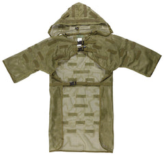 Pelerină Camuflaj Plasă Verde Oliv MFH - Bucle pentru Vegetație, Glugă Detașabilă
