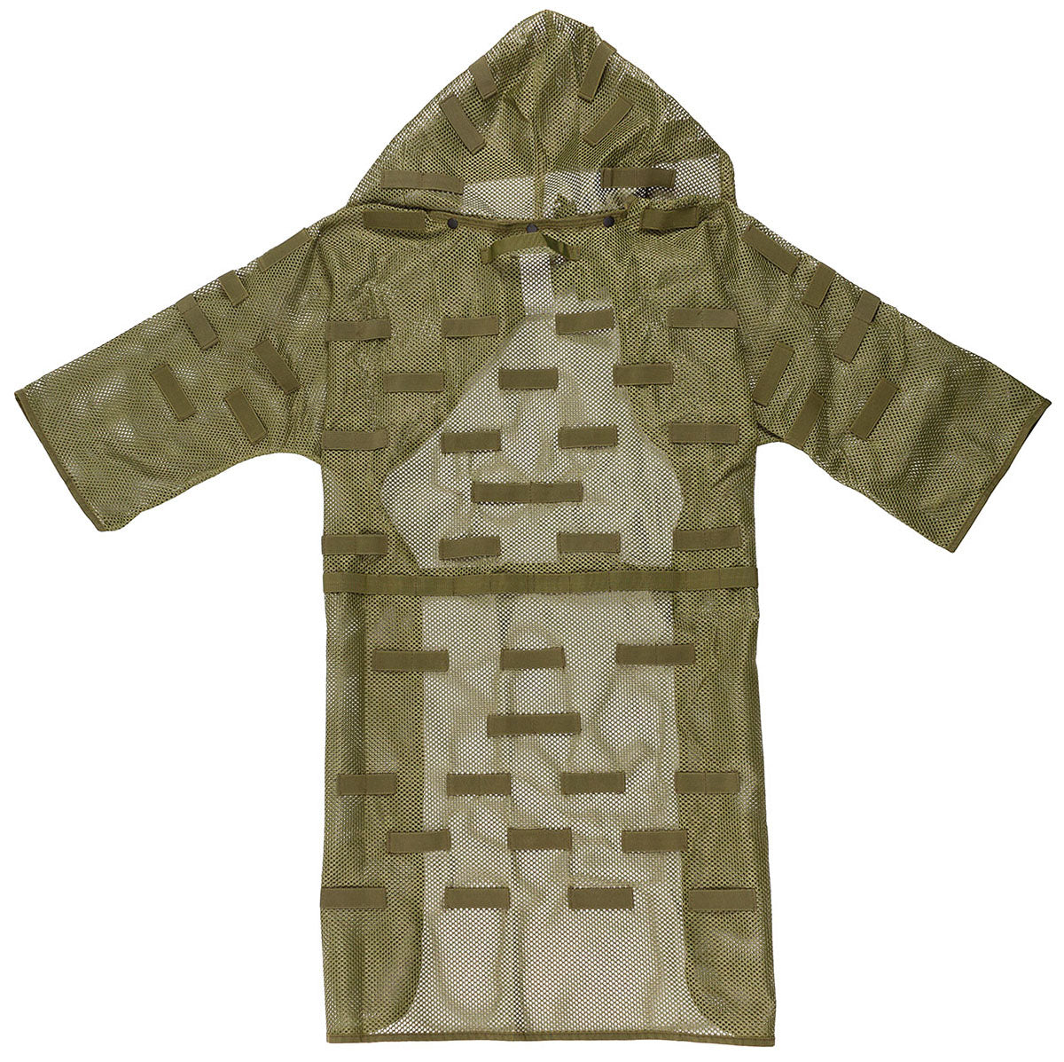 Pelerină Camuflaj Plasă Verde Oliv MFH - Bucle pentru Vegetație, Glugă Detașabilă