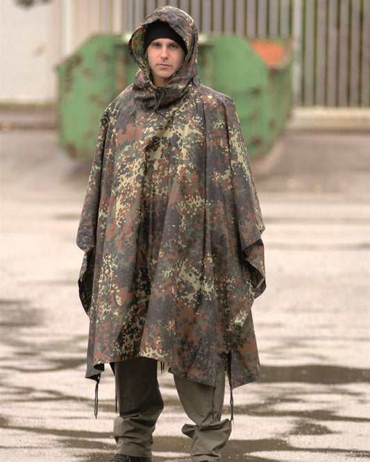 Pelerină de Ploaie Mil-Tec Rip-Stop – 210 x 150 cm, 5.000 mm, Flecktarn