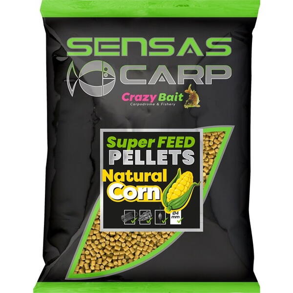 Pelete Pescuit Sensas Super Feed Natural Corn 4mm 650g - Atragere Rapidă
