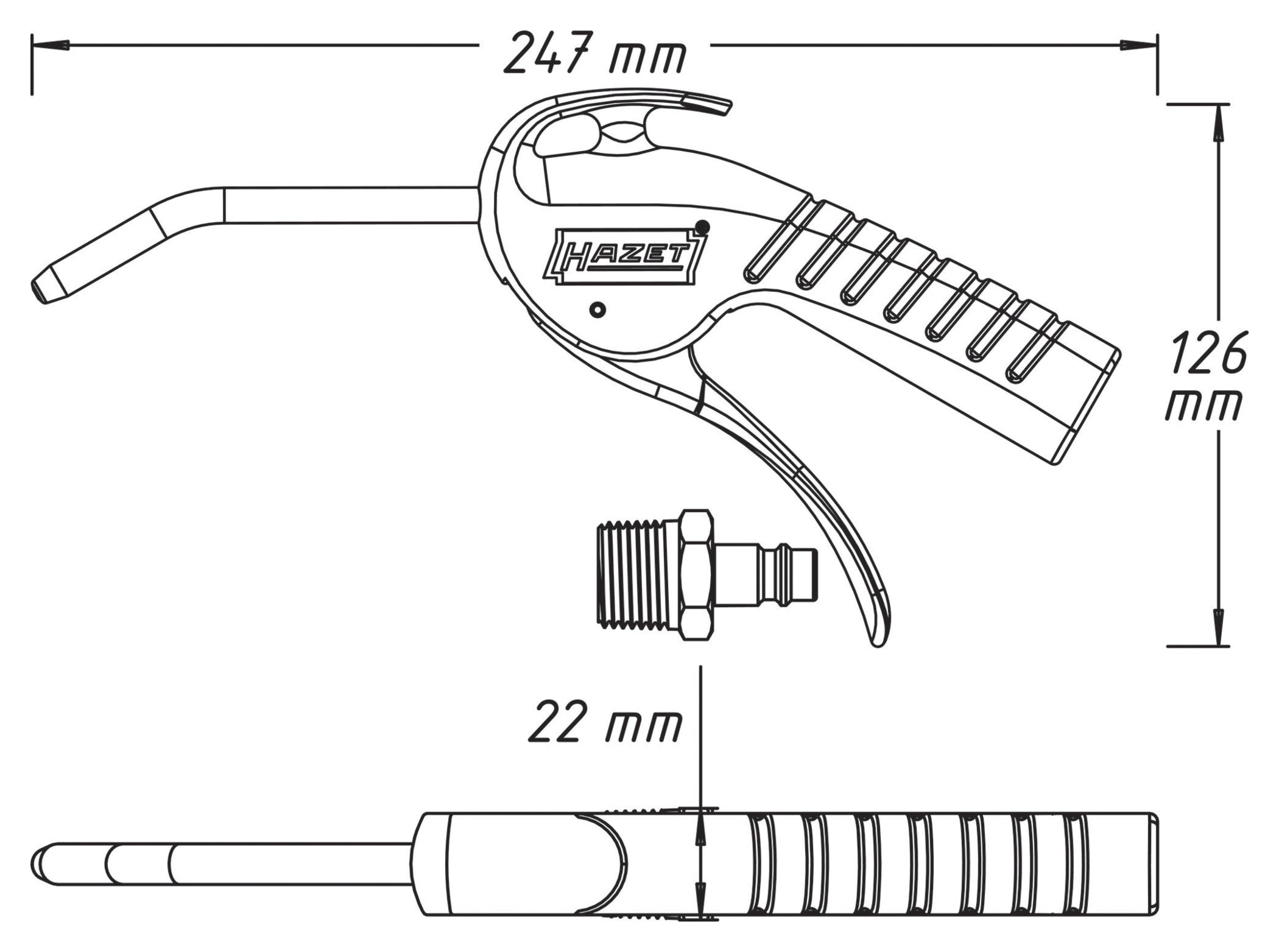 Pistol Suflant Aer Comprimat Hazet - Curățare Rapidă Moto