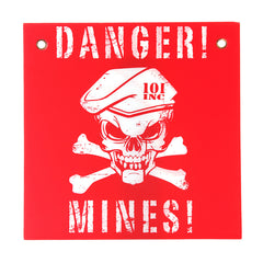Placă Avertizare Plastic Danger Mines Roșu/Alb - Avertizare Critică