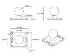 Placă de Bază Dreptunghiulară RAM Mounts - Suport Universal Moto