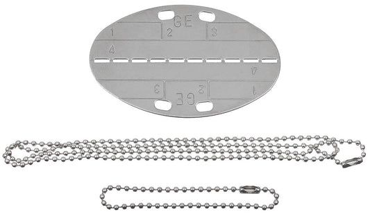 Placă Identificare BW Ovală Argintie MFH - Oțel Inoxidabil, 8x5 cm