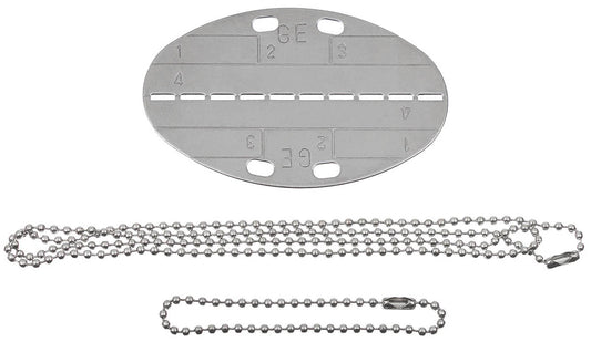 Placă Identificare BW Ovală Argintie MFH - Oțel Inoxidabil, 8x5 cm