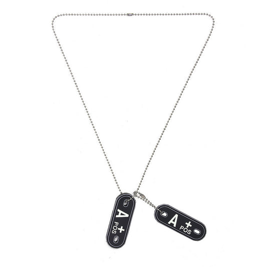 Placă Identificare Dog Tag PVC A+ Negru - Esențială în Situații Critice