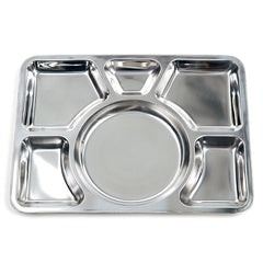 Placă Inox cu 6 Compartimente Argintiu - Rezistență Ultra-Durabilă