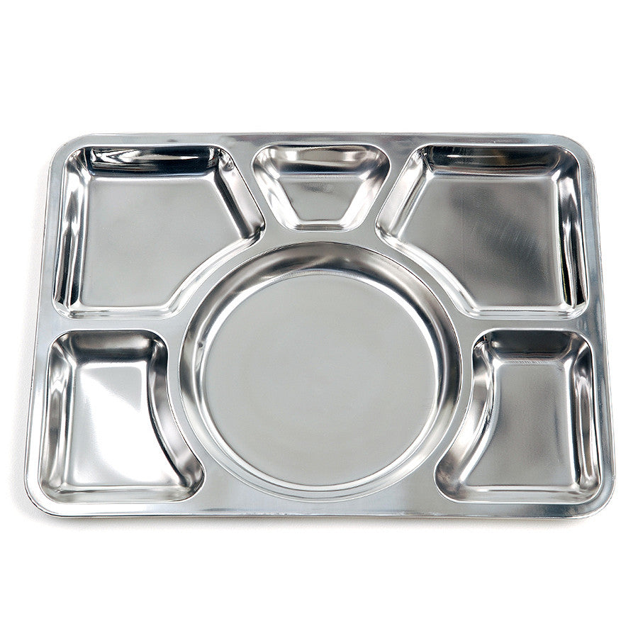 Placă Inox cu 6 Compartimente Argintiu - Rezistență Ultra-Durabilă