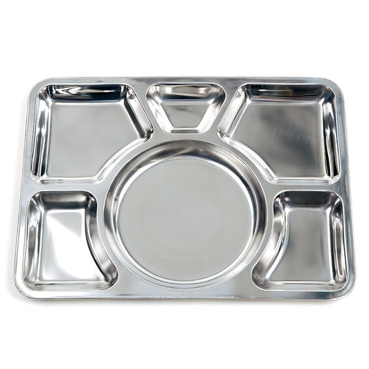 Placă Inox cu 6 Compartimente Argintiu - Rezistență Ultra-Durabilă