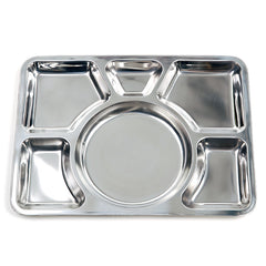 Placă Inox cu 6 Compartimente Argintiu - Rezistență Ultra-Durabilă
