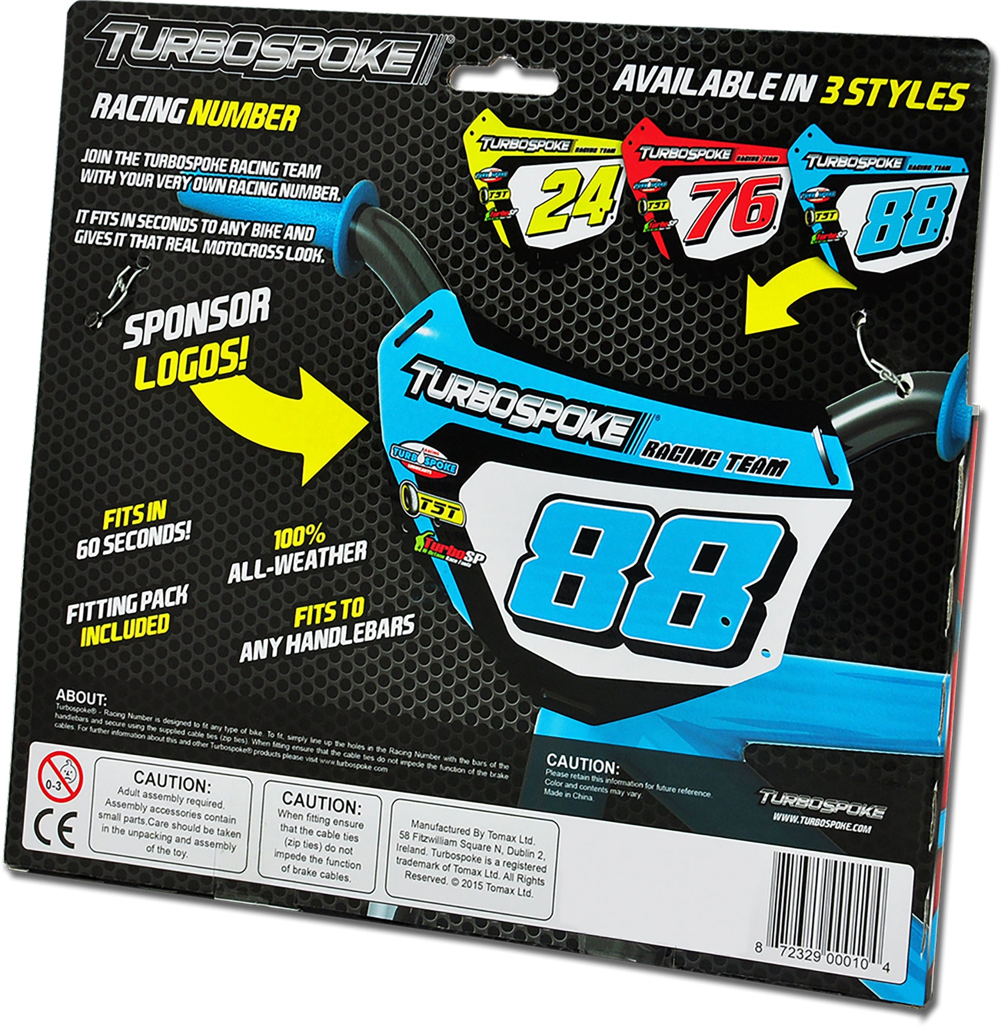 Placă Număr Bicicletă TURBOSPOKE Racing Number - Off-Road Kids Fun