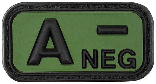 Placă Velcro Ecuson Grupa Sanguină A NEG 3D Negru-oliv MFH - Cauciuc, 5x2.5cm