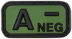 Placă Velcro Ecuson Grupa Sanguină A NEG 3D Negru-oliv MFH - Cauciuc, 5x2.5cm