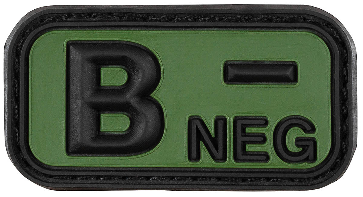 Plăcuță Velcro Grupa Sanguină "B NEG" 3D Negru-Oliv MFH - 5x2.5cm, Cauciuc