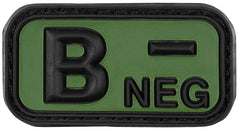 Plăcuță Velcro Grupa Sanguină "B NEG" 3D Negru-Oliv MFH - 5x2.5cm, Cauciuc