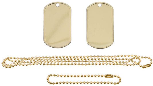 Plăcuțe de Identificare Dog Tags US Aurii MFH - 2 Plăcuțe Inox, Lanțuri Duble