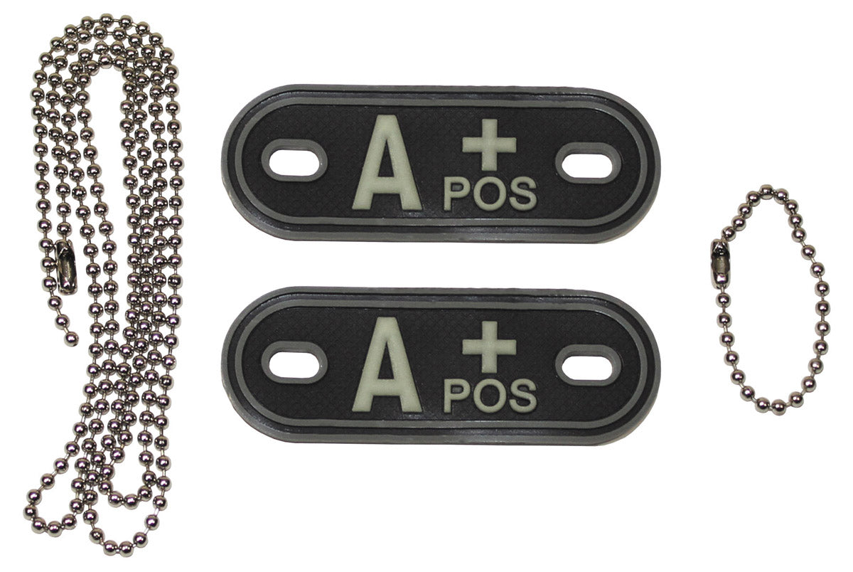 Plăcuțe Grup Sanguin A POS Fosforescente MFH - Cauciuc 100%, 7x2.5cm