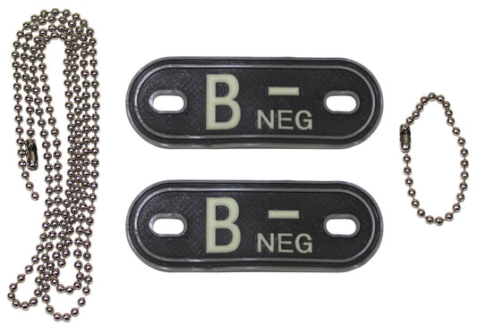 Plăcuțe Identificare Grupă Sanguină "B NEG" Negru MFH - 3D, Glow-in-the-dark