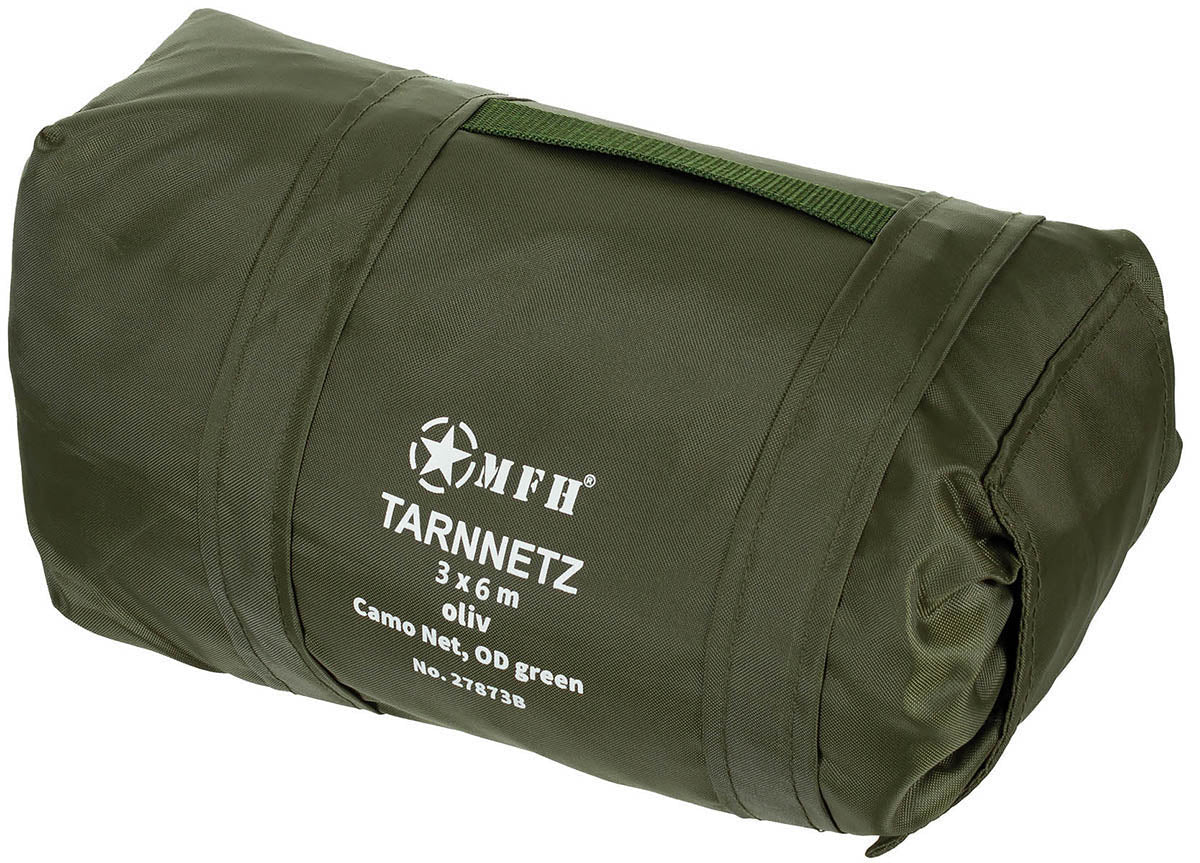 Plasă Camuflaj Tarnnetz 3x6m Oliv MFH - Cu Plasă Suport, Inele Metalice
