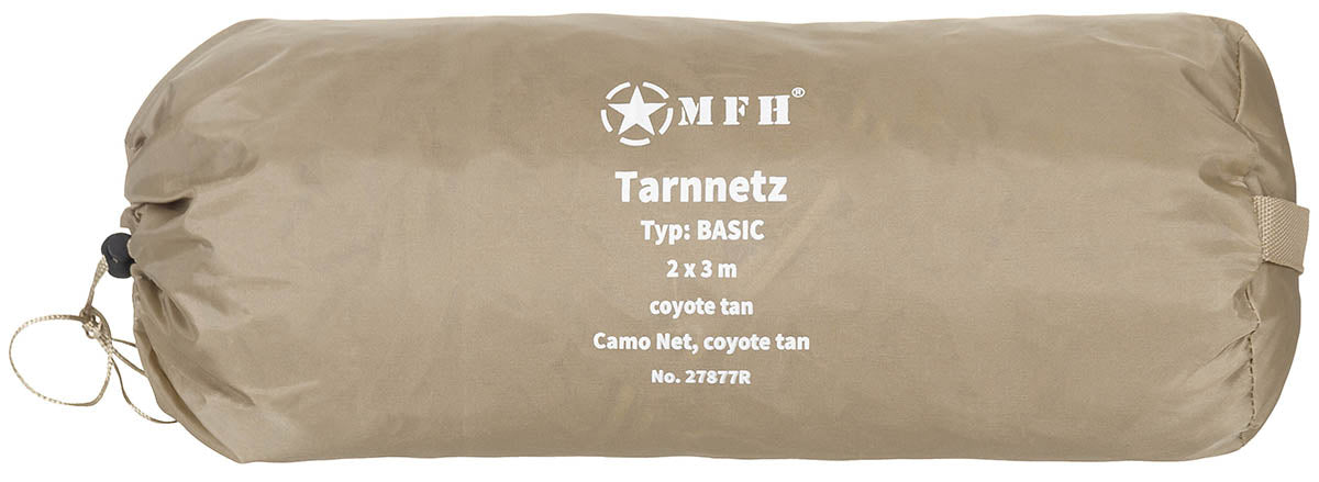 Plasa Camuflaj Tarnnetz Basic 2x3m Coyote MFH - 100% Poliester, Cu Sac Transport
