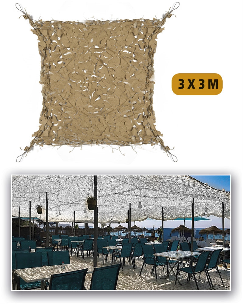 Plasă de Umbrire Mil-Tec Shade Sail – 3 x 3 m, Umbră 70-80%, Coyote