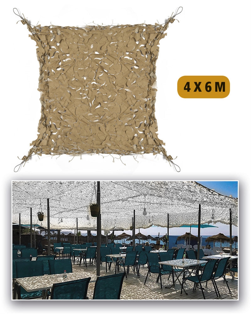 Plasă de Umbrire Mil-Tec Shade Sail – 4 x 6 m, Umbră 70-80%, Coyote