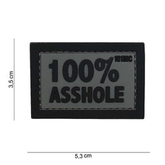 Plasture PVC "100% Asshole" Gri/Negru - Atitudine Fără Compromis